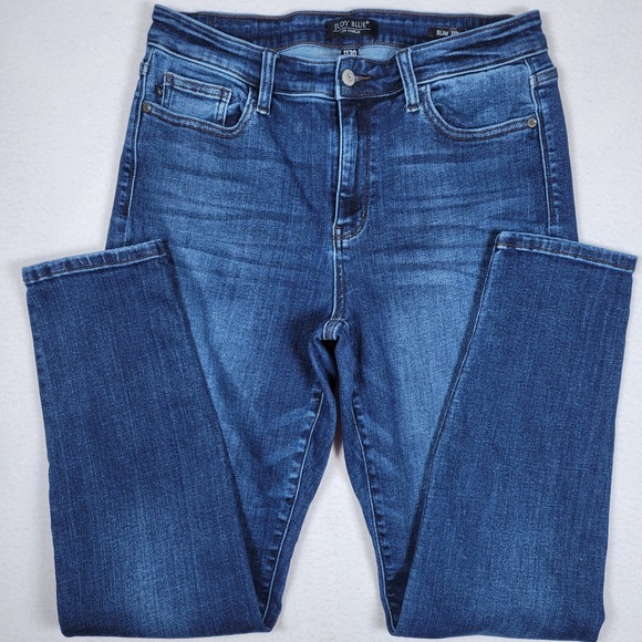 Judy Blue Denim - Judy Blue Women's Slim Fit Distressed Dark Blue Denim Jeans Size 11/30